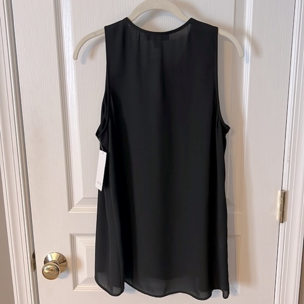 Karen Kane Asymmetrical Lace Up Crepe Tank Black Size M - Picture 2 of 9